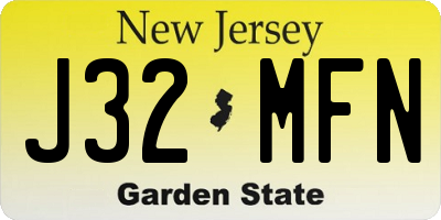 NJ license plate J32MFN