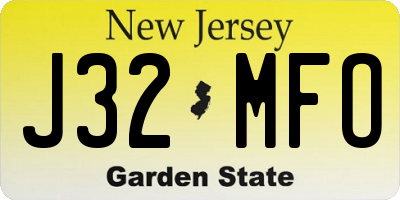 NJ license plate J32MFO