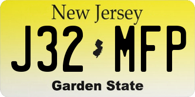 NJ license plate J32MFP