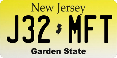 NJ license plate J32MFT