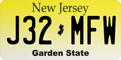 NJ license plate J32MFW