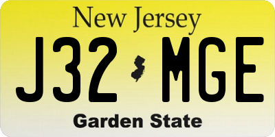 NJ license plate J32MGE