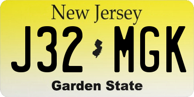 NJ license plate J32MGK