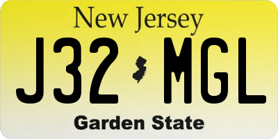 NJ license plate J32MGL