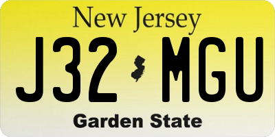NJ license plate J32MGU