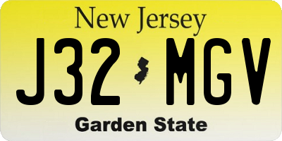 NJ license plate J32MGV