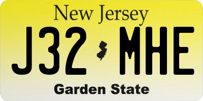 NJ license plate J32MHE