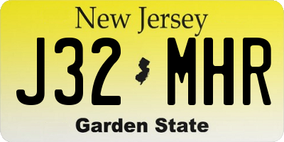 NJ license plate J32MHR