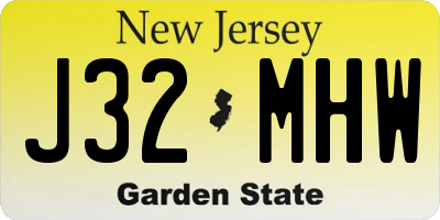 NJ license plate J32MHW