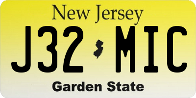 NJ license plate J32MIC
