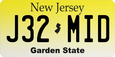 NJ license plate J32MID