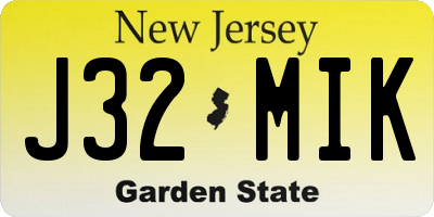 NJ license plate J32MIK