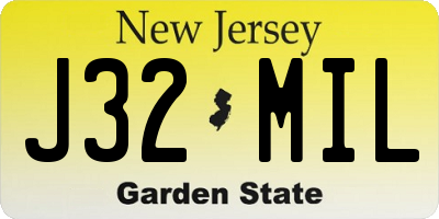 NJ license plate J32MIL