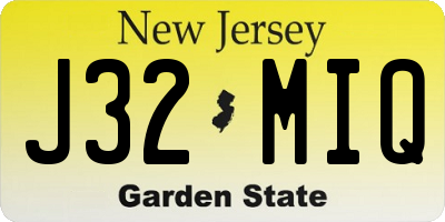 NJ license plate J32MIQ