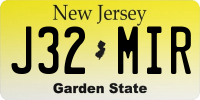 NJ license plate J32MIR