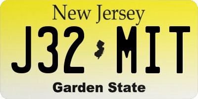 NJ license plate J32MIT