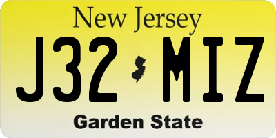 NJ license plate J32MIZ