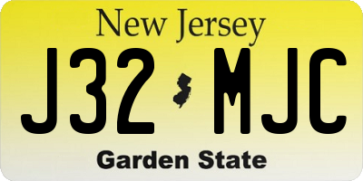 NJ license plate J32MJC