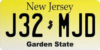 NJ license plate J32MJD