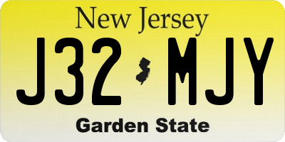 NJ license plate J32MJY