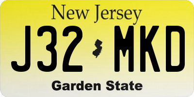 NJ license plate J32MKD