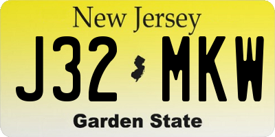 NJ license plate J32MKW