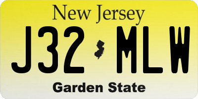 NJ license plate J32MLW