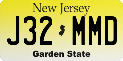 NJ license plate J32MMD