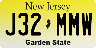 NJ license plate J32MMW