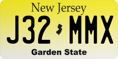 NJ license plate J32MMX