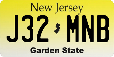 NJ license plate J32MNB