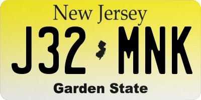 NJ license plate J32MNK