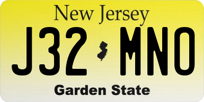 NJ license plate J32MNO