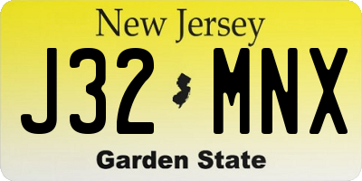 NJ license plate J32MNX