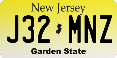NJ license plate J32MNZ
