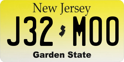 NJ license plate J32MOO