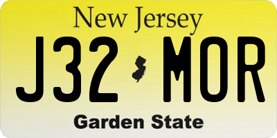 NJ license plate J32MOR