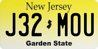 NJ license plate J32MOU