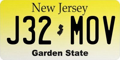 NJ license plate J32MOV