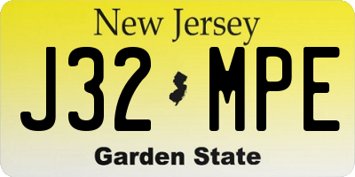 NJ license plate J32MPE