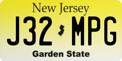 NJ license plate J32MPG