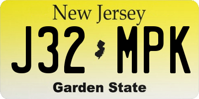 NJ license plate J32MPK