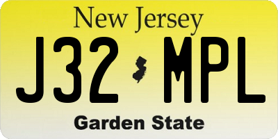 NJ license plate J32MPL