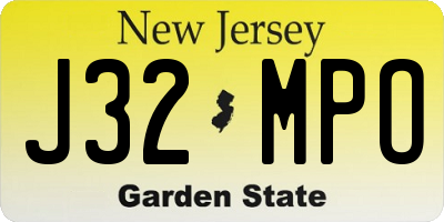 NJ license plate J32MPO