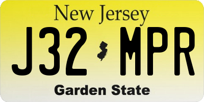 NJ license plate J32MPR