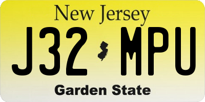 NJ license plate J32MPU