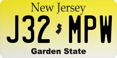 NJ license plate J32MPW