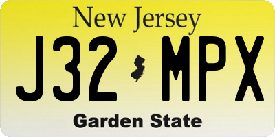 NJ license plate J32MPX