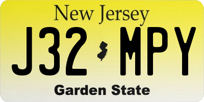 NJ license plate J32MPY