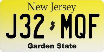 NJ license plate J32MQF